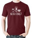 Witty Fashions Never Forget Floppy Disk VHS Cassette Tape Music Men's T-Shirt (Maroon, Large)