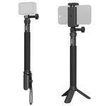 SMALLRIG Selfie Stick Tripod with Phone Clamp for Action Camera, Extendable Selfie Stick Pole for GoPro 13 12 11, for Insta360 X5, for DJI Action 5 Pro, for AKASO and Phone - 5403