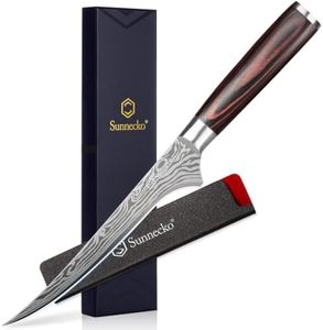 Sunnecko Boning Knife with Pakkawood Handle,6 inch High Carbon German Stainless Steel Fillet Knife for Meat and Poultry