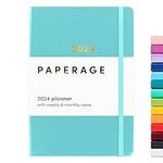 PAPERAGE 2024 Weekly & Monthly Hardcover Planner (Sky Blue), 12 Month (January 2024 - December 2024), 5.7 in x 8 in, Weekly & Monthly Spreads, Includes Additional Note Pages, Back Pocket & Trackers