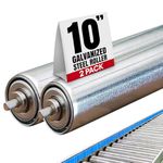 Pack of 2 Conveyor Rollers, 1.5" Diameter Galvanized Steel, 10" Between Frame