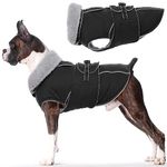 Lelepet Warm Dog Coat, Windproof Reflective Dog Fleece Lined Vest, Dog Jacket Winter Coat Dog Cold Weather Coats with Adjustable Buckle, Dog Snowsuit Dog Coat for Small Medium Large Dogs, Black M