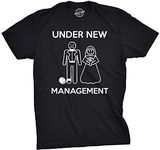 Mens Under New Management Funny Wedding Bachelor Party Novelty Tee For Guys (Black) - 3XL