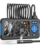 Dual Lens Industrial Endoscope Inspection Camera with Screen 8.5mm IP67 Waterproof Snake 1080P Handheld Digital Video Borescope with 4.3 inch LCD Dispaly, 6 LEDs,16.4Ft Semi-Rigid Cable, 32GB Card