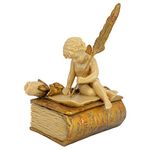 Design Toscano PD2055 The Love Letter Cherub Trinket Jewellery Box Statue, 15 cm, Polyresin, Ivory and Gold Finish