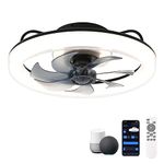 CHANFOK Smart Ceiling Fans with Lights, 20'' Low Profile Ceiling Fan with Remote and App Control, Flush Mount Ceiling Fan with Voice Control, Compatible with Alexa & Google Home (Black)