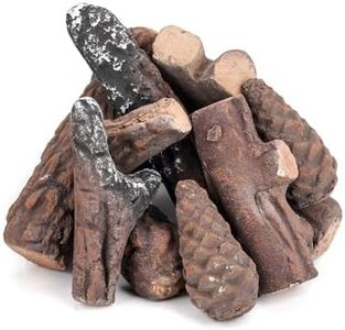 Stanbroil Fireplace 10 Piece Set of Ceramic Wood Logs for Al