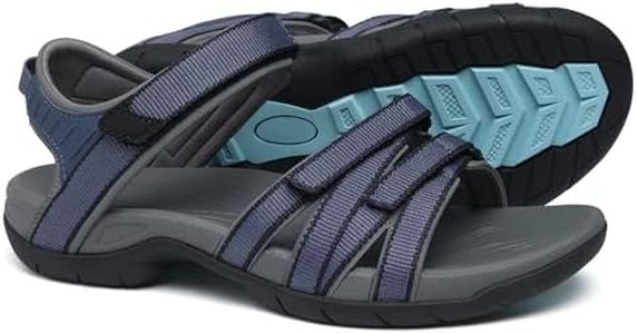 shevalues Hiking Sandals for Women Comfortable Outdoor Walking Sport Sandal with Adjustable Straps and Arch Support, Navy 43
