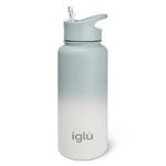 iglu Reusable Water Bottles | Premium Double Walled Stainless Steel | 1L Vacuum Insulated Bottle | 24 Hours Cold & 12 Hours Hot | Sweatproof & BPA Free | Great His & Her Eco-Friendly Gift (Alaska)