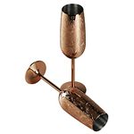 Etching Stainless Steel Champagne Flutes Glass Set of 2, 200ML champagne glasses wedding set for Wedding,Parties and Anniversary (Copper Plated)