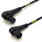 Sonic Plumber Black and Gold XLR Male to Female Right Angled Balanced Cable with Cable Tie (1 meter / 3 ft)