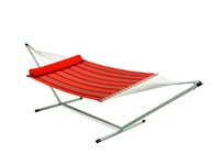 Hangit Double Soft Weave Hammock Outdoor Furniture with Stand & Pillow for Garden, Green, Double Person use, 200 kg Weight Capacity, All in one Complete Set