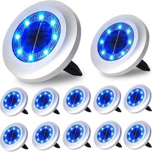 Yakalla Solar Lights Outdoor,12 Pack Solar Garden Lights for Pathway,Yard,Deck,Lawn,Patio,Walkway,Driveway,Step（Blue）