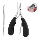 lesgos Toenail Clippers For Thick Nails, Professional Surgical Grade Stainless Steel Heavy Duty Ingrown Big Nail Nippers Cutters With File For Elderly, Seniors, Men (Black)