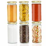 Pure Source India Kitchen Storage long Bamboo Glass Jars For Sauce, Pickle, Cereal, Spice, Spaghetti Noodles (350 ml, Transparent) -Pack of 6