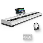 STRICH 88 Keys Weighted Keyboard with Sustain Pedal, Hammer-Action Digital Piano, Full-size Electric Piano Keyboard Supports USB-MIDI/Wireless Connect, White, SDP-120