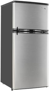 RecPro RV Refrigerator Stainless Steel | 12V | 2 Door Fridge | Frost Free Design | Reversible Doors | 4.4 Cubic Feet