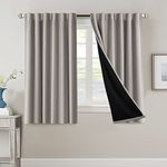 H.VERSAILTEX 100% Blackout Curtains for Bedroom with Black Liner Full Room Darkening Curtains 54 Inches Long Thermal Insulated Back Tab/Rod Pocket Window Drapes for Living Room, 2 Panels, Warm Taupe