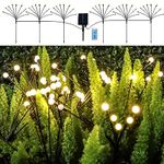 FBSPORT Solar Firefly Lights Outdoor Waterproof, 6 Pack 8 LED Solar Powered Swaying Solar Garden Lights with Remote Control 8 Lighting Modes for Pathway Yard Landscape Fence, Warmwhite-Black Tube