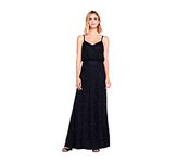 Adrianna Papell Women's Long Beaded Blouson Gown, Black, 4