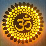 OM Mandala Wall Lit LED Light Wall Decor A well-designed 12X12 inch.. (Brown & Golden yellow)