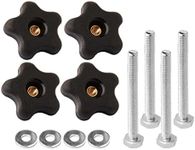 POWERTEC 71070V T Track Knob Kit w/ 5 Star Knob, 1/4-20 Threaded Bolts and Washers, 12 Piece Set, T Slot Bolts, T Track Accessories for Woodworking Jigs and Fixtures