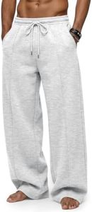 EFAN Mens Wide Leg Baggy Sweatpants Open Bottom Drawstring Pants Gray XL