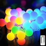 JXLEDAYY 13M 100 LED Fairy Lights Outdoor IP65 Waterproof Globe String Lights Battery Operated Christmas Lights with Remote 8 Modes for Bedroom Patio Garden Party Tree Indoor Decorations-Multicolored