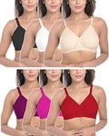 FIMS - Fashion is my style Bra, Bra, Bra Combo for Women, Breathable, Full Coverage Bra, Cross Bra, Non-Padded, Non-Wired, Multicolor, Cup- B, Pack of 6, Size-42