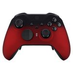 eXtremeRate Shadow Scarlet Red Soft Touch Grip Faceplate Cover, Front Housing Shell Case Replacement Kit for Xbox One Elite Series 2 Controller Model 1797 - Thumbstick Accent Rings Included