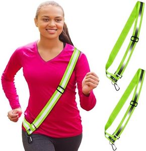 HiVisible | 2 Pack Reflective Sash for Walking at Night Adjustable Safety Sash for Men Women Kids Reflective Belt Sash for Running Walking Biking