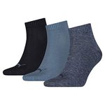 PUMA Unisex Puma Unisex 3p Quarter Plain Sock, Blue (Denim Blue), 6-8 Manufacturer Size 39-42 UK