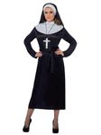 Smiffys Nun Costume, Black with Dress, Belt & Headdress, Saints and Sinners Fancy Dress, Nun Dress Up Costumes