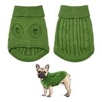 Small Dog Jumper, Warm Puppy Sweater for Small Dogs Winter Knitted Dog Pullover Soft Turtleneck Dog Clothes Vest for Pet Autumn, Winter Outfit for Welsh Corgi, Yorkshire Terrier, Chihuahua (S, Green)