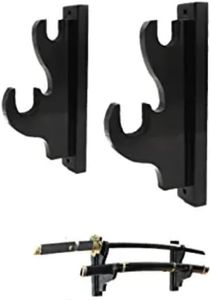 shankala Sword Wall Mount,1-Pair Upscale Hook Sword Stand,Sword Hook,Solid Wood Two-Layer Wall Mounted Samurai Sword Hanger Display Holder,for Katana Wakizashi Tanto Sword Weapon Rack (Black)