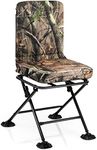 Giantex Hunting Chairs for Blinds - 360° Swivel Silent Hunter Chair, Folding Camo Rotating Blind Seat with Padded Cushion, Backrest, Non-Slip Oversized Duck Feet, Portable, Hunt Gear and Equipment