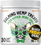 Calming Hemp Treats for Dogs Made in USA Organic Hemp Natural Separation Aid Helps with Barking, Chewing, Thunder, Fireworks, Aggressive Behavior Soothing Stress Relief Natural Relaxation 30 Chews