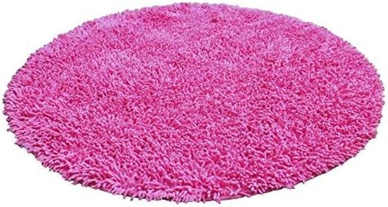 Tache Cotton Chenille High Pile Luxury Bathroom Rug Mat Round 70" - Soft Absorbent Shaggy All Area Carpet Rug for Bath Room tub Shower Bathmat Kitchen Doormat, Magenta Pink