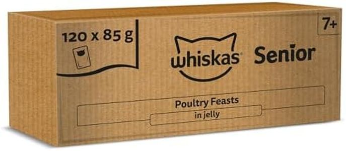 WHISKAS Senior 7+ Wet Cat Food in Jelly 120x85g Poultry Feasts