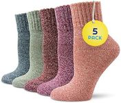 Sunny Socks 5 Pairs Bright Thermal Womens Wool Socks – Casual Heated Winter Warm Thick Boot Socks for Ladies | Cosy Comfy Knit Work Sock for Women | Comfortable Breathable Insulated for Cold Weather