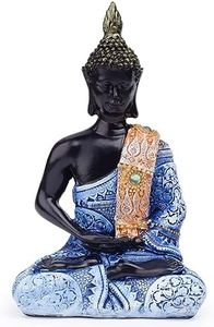 YdseozOA Buddha in Resina Tailandese Che medita la Pace l'armonia, la Statua la casa L'Ufficio la scrivania, l'India Il Buddismo Religioso la Scultura l'ornamento Artigianale (Blu)
