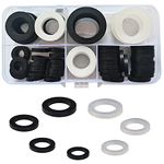 70 Pcs Shower Hose Rubber Washers 15/19/24/31mm Flat Gasket Sealing Ring for Shower Head Flexible Pipe Bath Bathroom Valve Washer Seal O Rings Black/White