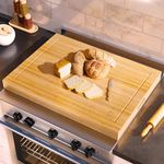 The Mood Wood Noodle Board Stove Cover Cutting Board with Handle - RV Stove Top Cover with Care Brush and FSC Certification - Multiuse Gas Stove Cover Board for Serving Chopping Decorating, 30" x 22"