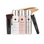 MagicMinerals Deluxe AirBrush Foundation by Jerome Alexander (Warm Medium) - 5 piece makeup set with Primer, foundation and finishing spray plus Kabuki brush and smaller kabuki brush.