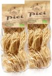 Morelli Pici Pasta di Toscana - Gourmet Italian Pasta - Organic Pici Noodles - Thick Organic Pasta Nests Made in Italy from Durum Wheat Semolina - 17.6oz (500g) - Pack of 2