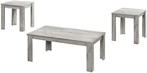 Monarch Specialties 7860P Table, 3pcs Set, Coffee, End, Side, Accent, Living Room, Laminate, Grey, Transitional Set-3Pcs Industrial, 44" L x 22" W x 15" H