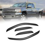 CMVT Auto Window Visors for 2007-2013 Chevy Silverado & GMC Sierra 1500, Rain Guards Vent Shade Deflector Dark Smoke 2007-2014 Silverado & Sierra 2500 HD/ 3500 HD for Extended Cab, Tape-On, 4PCS