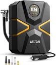 AstroAI Tyre Inflator Air Compressor 12V DC, Digital Car Tyre Pump 150 PSI, Preset Tyre Pressure & Auto Shutoff, Electric Air Pump for Car Tyres, Bicycles, Other Inflatables (Black&Yellow)