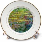 3dRose cp_155656_1 Water Lilies by Impressionist Artist Claude Monet - Waterlilies on Lake Famous Nature Impressionism - Porcelain Plate, 8"