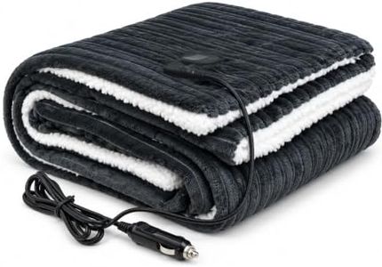 HOMLYNS 12V Heated Car Blanket for Road Trips, 43 x 59 in, Dark Grey